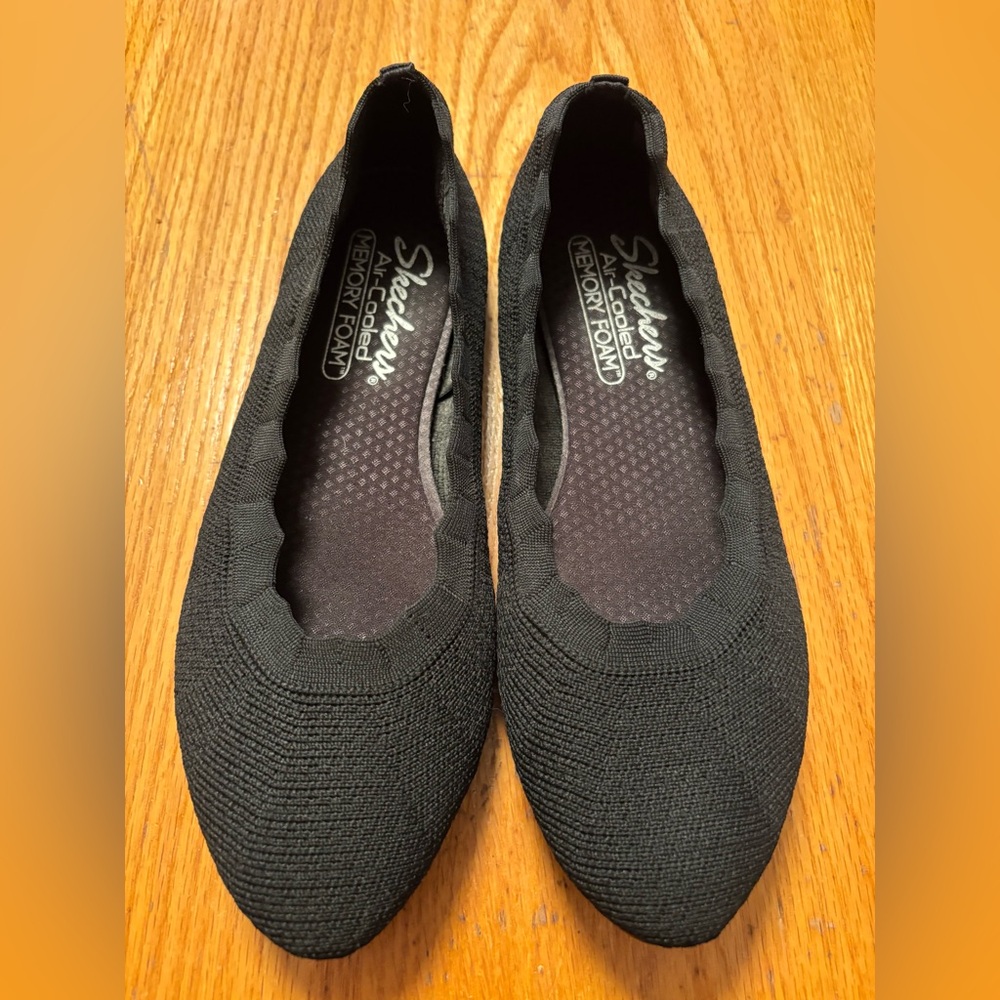 Skechers Black Knit Slip-On Ballet Flats